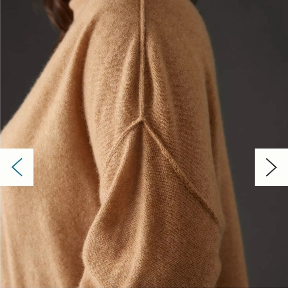 Anthropologie Pilcro 100% Cashmere Funnel Mock Neck Sweater Camel Tan Size 1X - Picture 4 of 11
